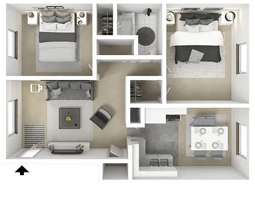 Floor plan 2 Bed 1 Bath