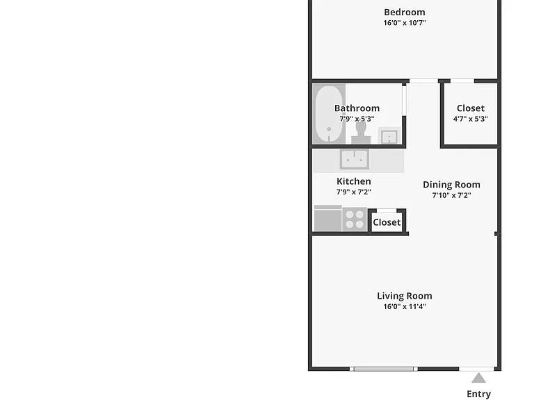 1 Bedroom, 1 Bath floorplan (650 sq ft)