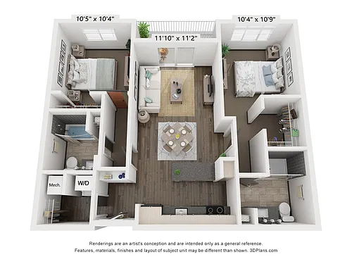 Floor plan Two Bedroom Two Bathroom