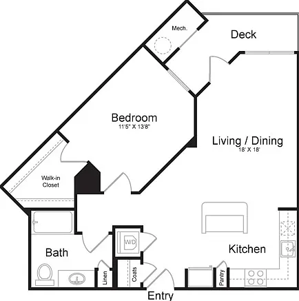 One Bedroom One Bath (800 SF) One Bedroom One Bath (800 SF)