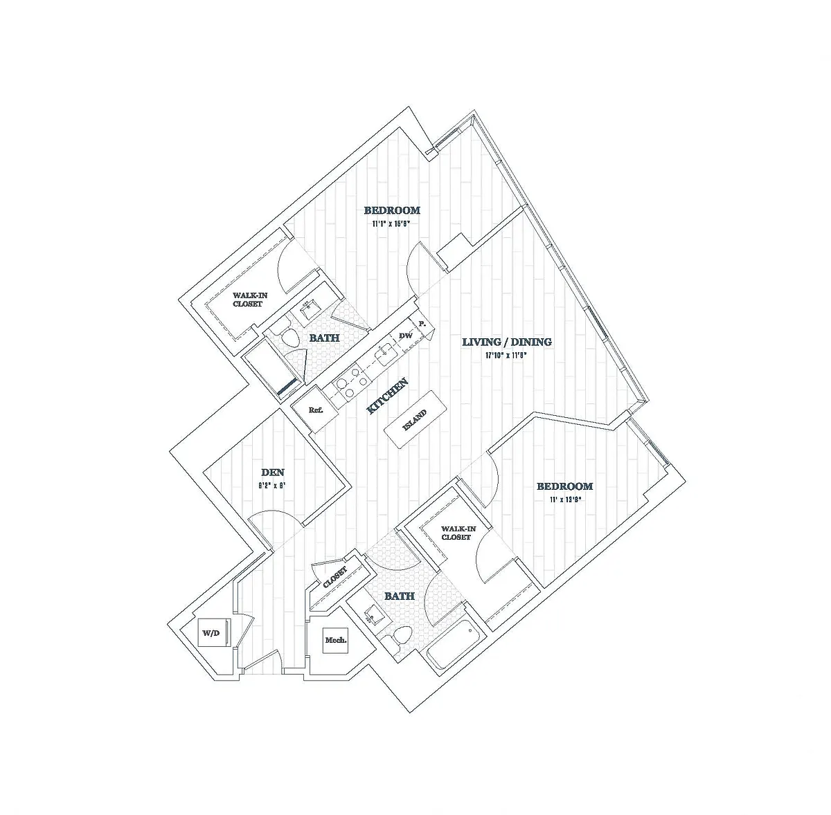 Floor plan 2 Bedroom - 2 Bath | bd1 (with Home Office)