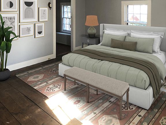 virtually staged primary bedroom