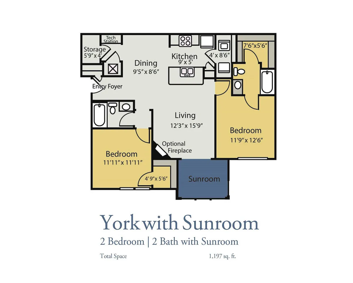 Floor plan York with Sunroom