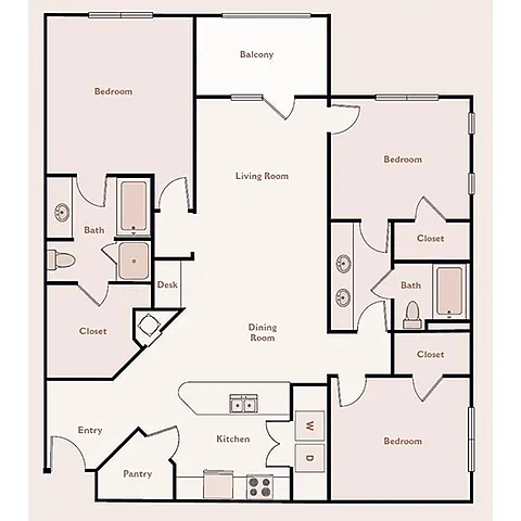 Floor plan St James, 3 Bedroom 2 Bath