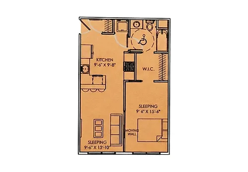 Floor plan 1 Bedroom D