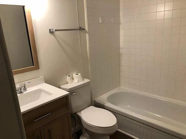 Full bath with new fixtures & linen closet