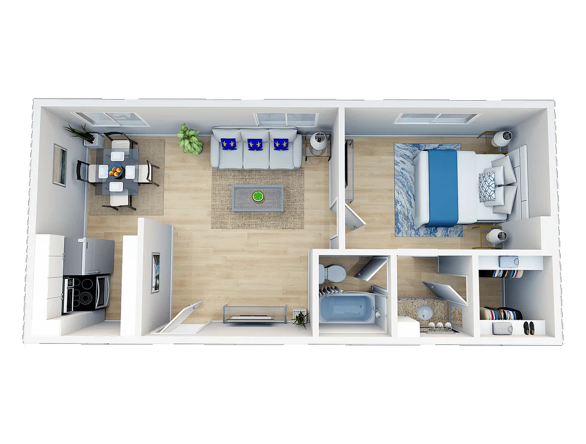 Floor plan 1 Bedroom, 1 Bath