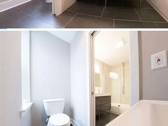 Upstairs Dual sink bathroom in between bedrooms.
