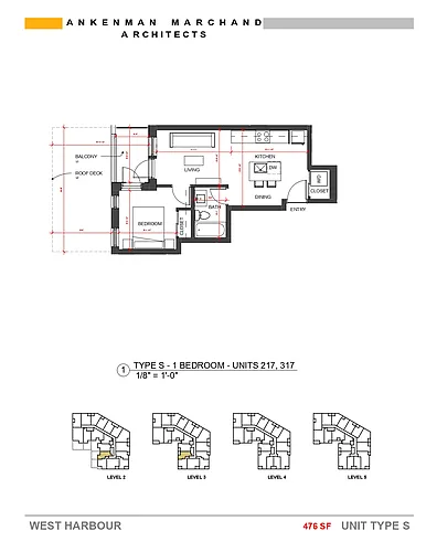 Floor plan 1 bd+Den