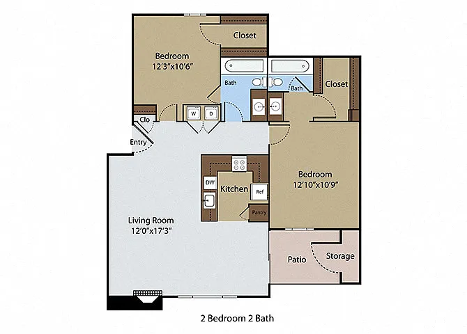 Floor plan 2 BR 2 BA