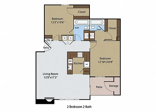Floor plan 2 BR 2 BA
