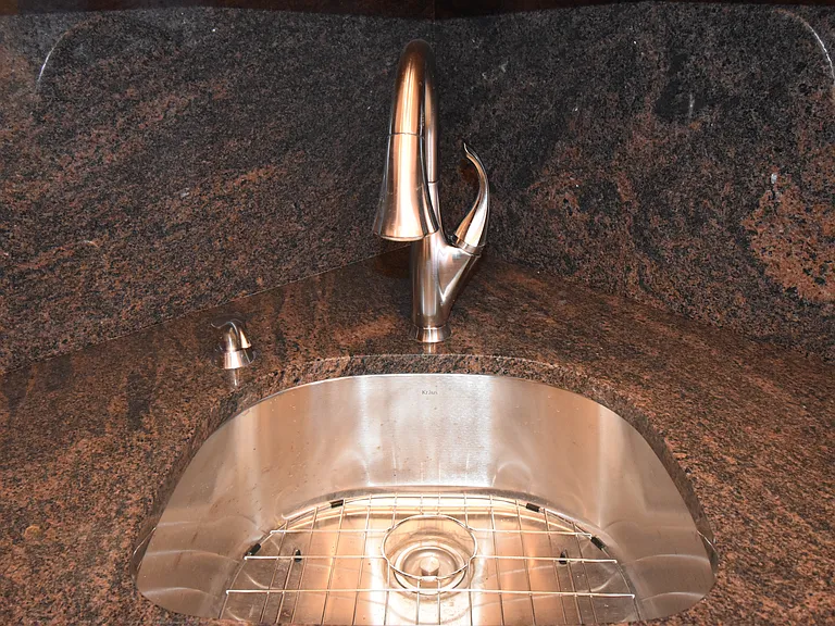 Kitchen sink with granite countertops