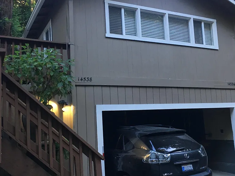 Front of cabin and carport