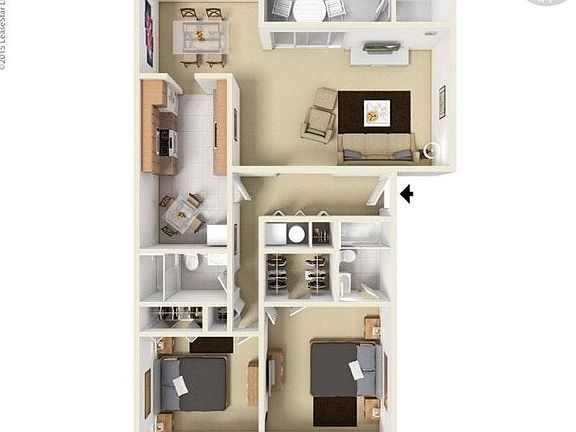 Floor plan with furniture.