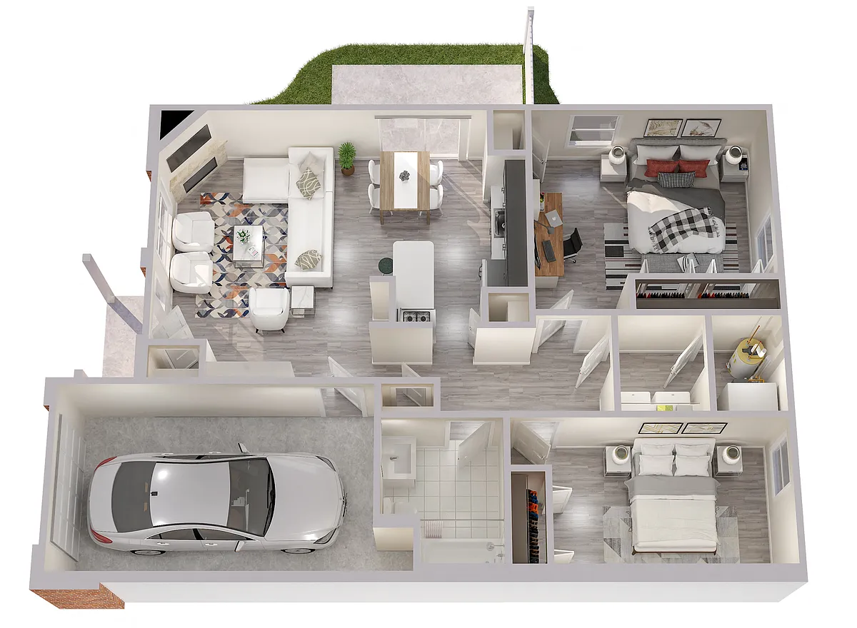 Floor plan 2 Bedroom - 1 Bath Ranch