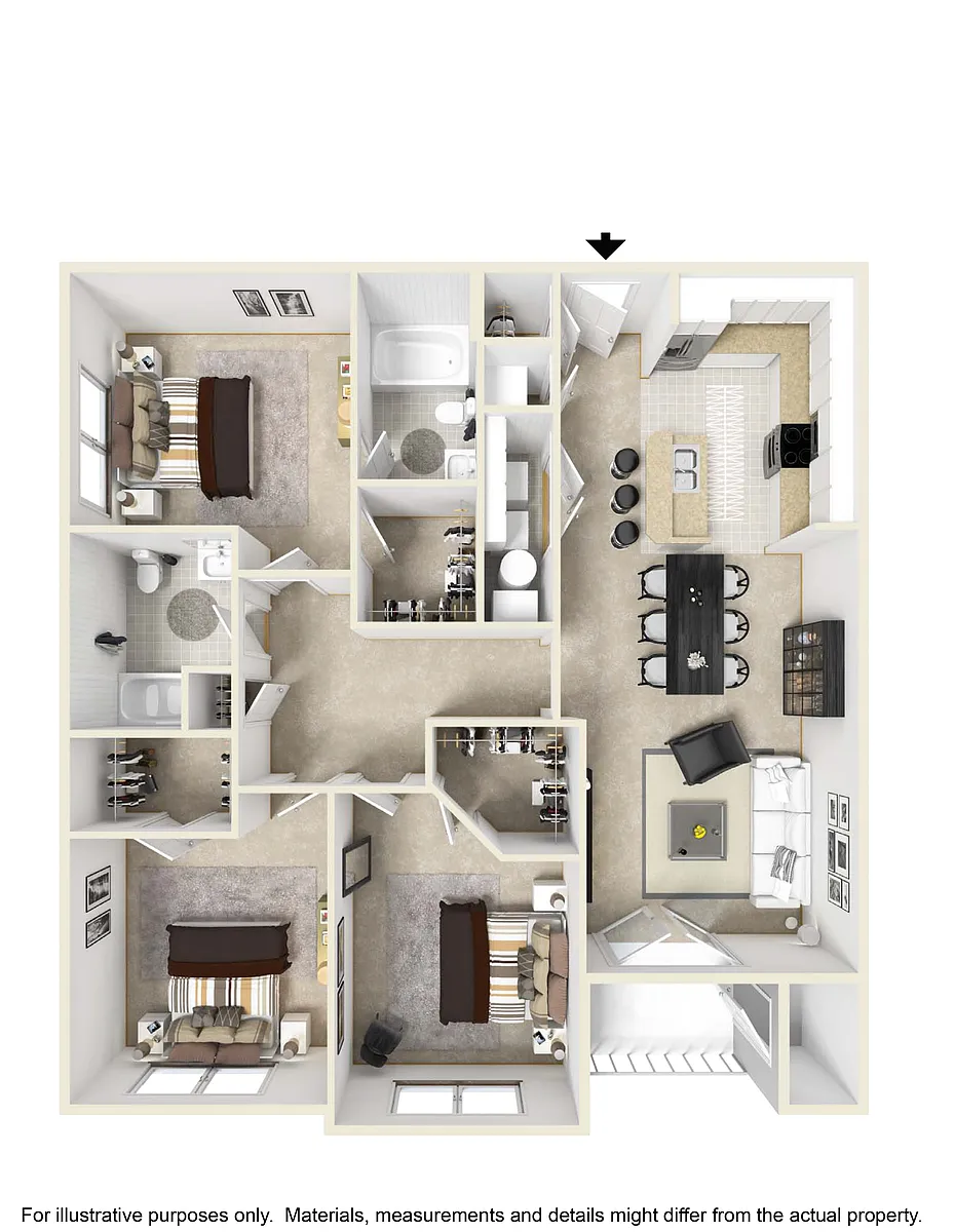 Floor plan C1 - The Linx - Three Bedroom, Two Bathroom