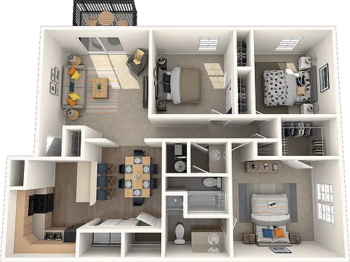 Floor plan 3 Bed - 2 Bath