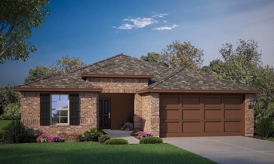Front Elevation - D.R. Horton''s DentonFloorplan Elevation A - All Home and community information, including pricing, included features, terms, availability and amenities, are subject to change at any time without notice or obligation. All Drawings, pictures, photographs, video, square footages, floor plans, elevations, features, colors and sizes are approximate for illustration purposes only and will vary from the homes as built.