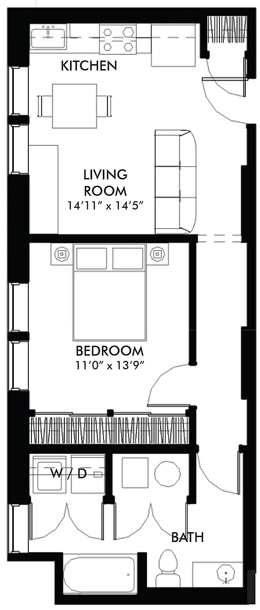 Floor plan 1 Bed 1 Bath