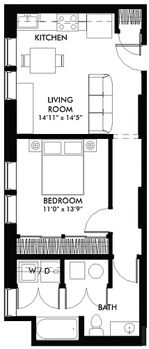 Floor plan 1 Bed 1 Bath