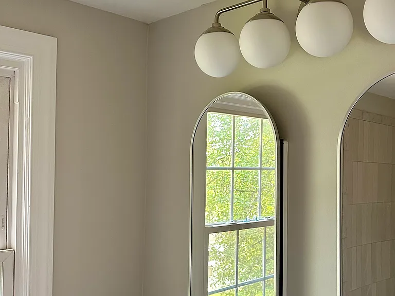 contemporary light fixture, recessed medicine cabinets
