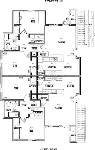 Floor plan 2 bed 1 bath 1078 sf