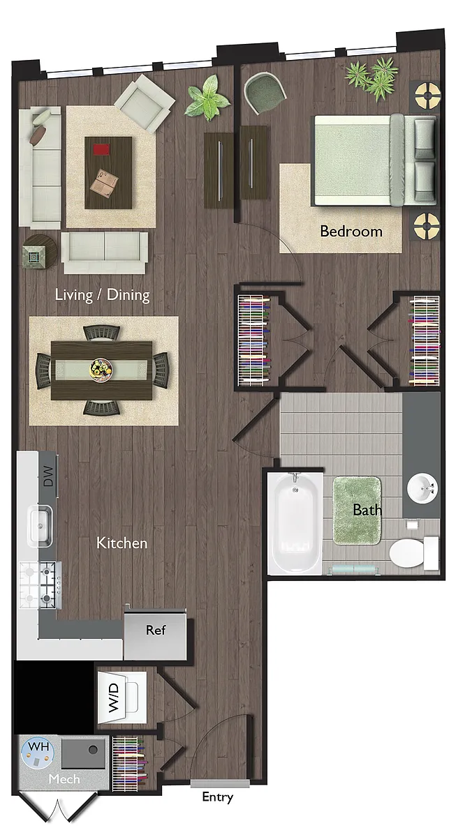 Floor plan One Bedroom/One Bathroom (A05)