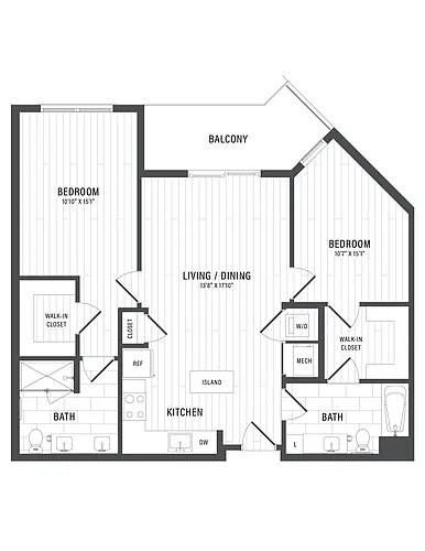 Floor plan 2 Bed/2 Bath-E8