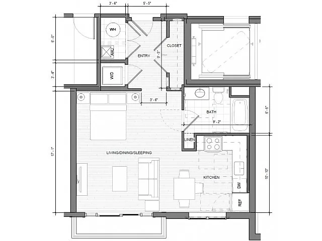 Floor plan Studio-B-Balcony