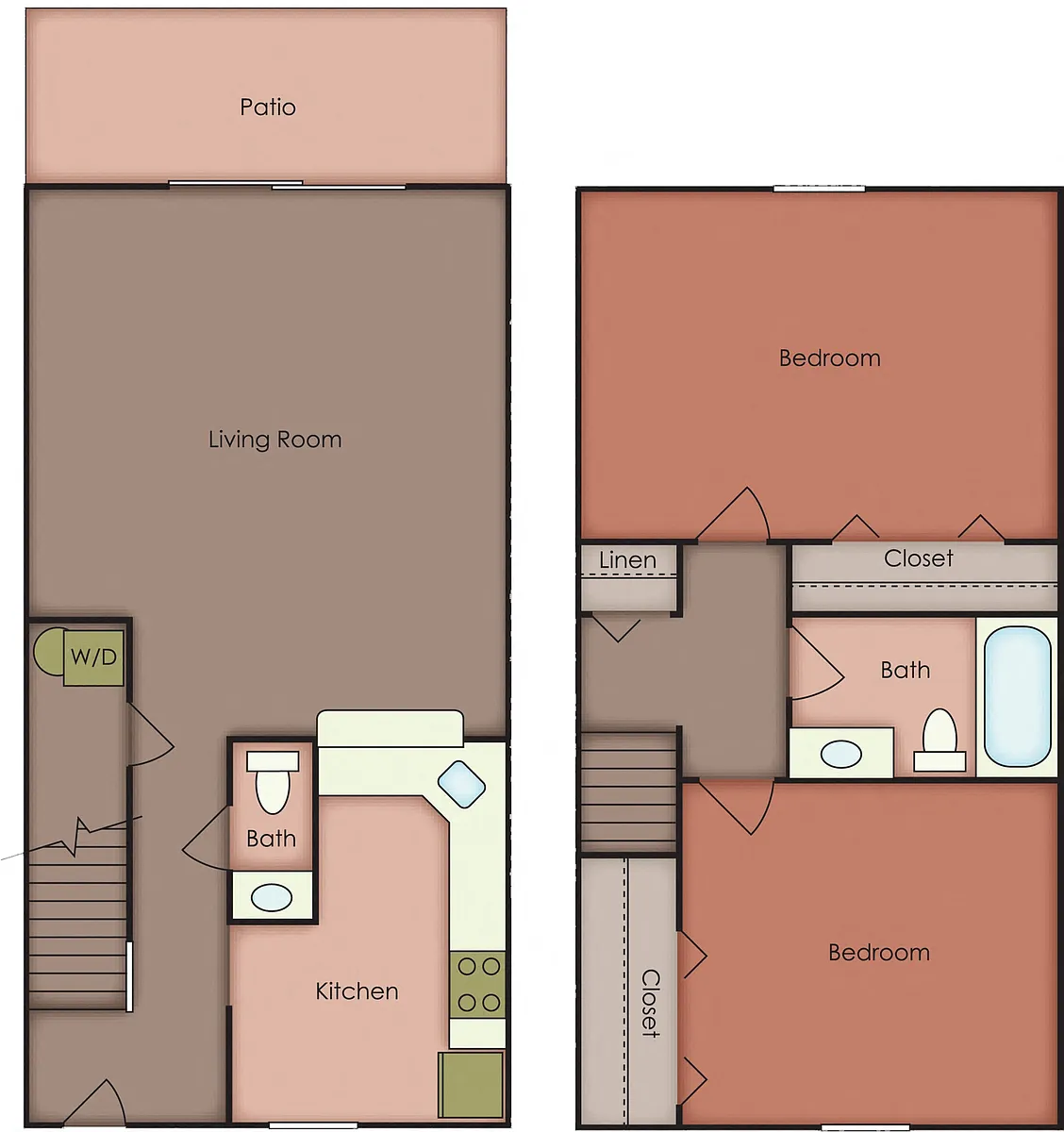 Floor plan 2 Bedroom Townhome