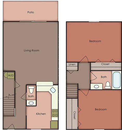 Floor plan 2 Bedroom Townhome