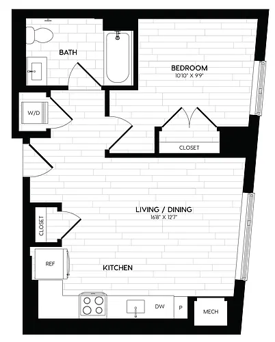 Floor plan 1 Bed/1 Bath-A1