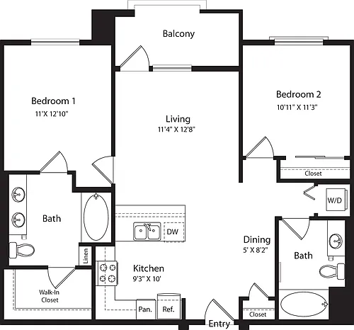 Floor plan 2 Bed- E01 No Storage