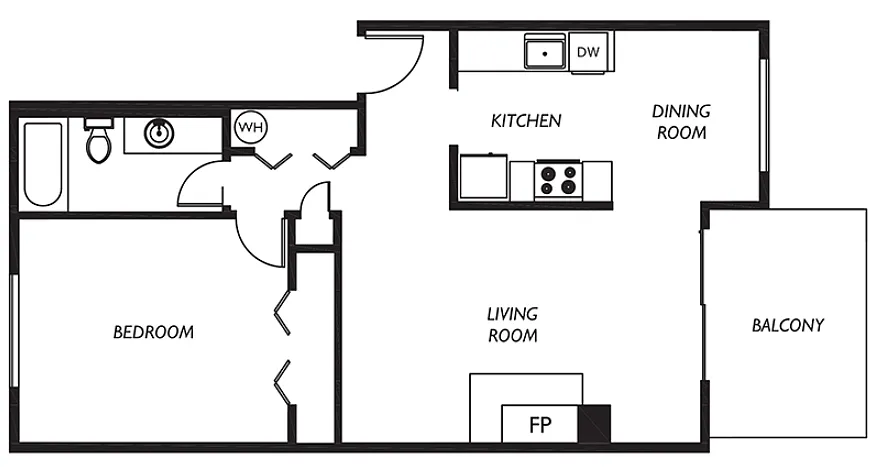 Floor plan One Bedroom One Bath