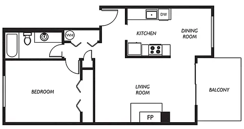 Floor plan One Bedroom One Bath