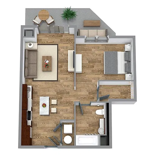 Floor plan The 1 Bedroom 9 Orange Furnished