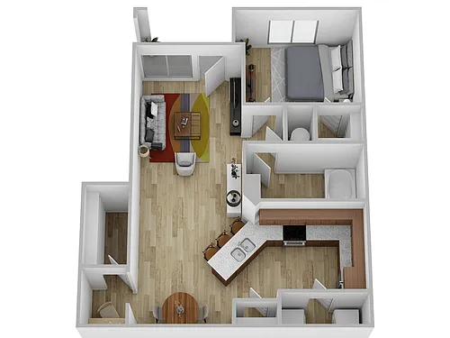 Floor plan 1 Bed, 1 Bath D (80% Income Restricted)
