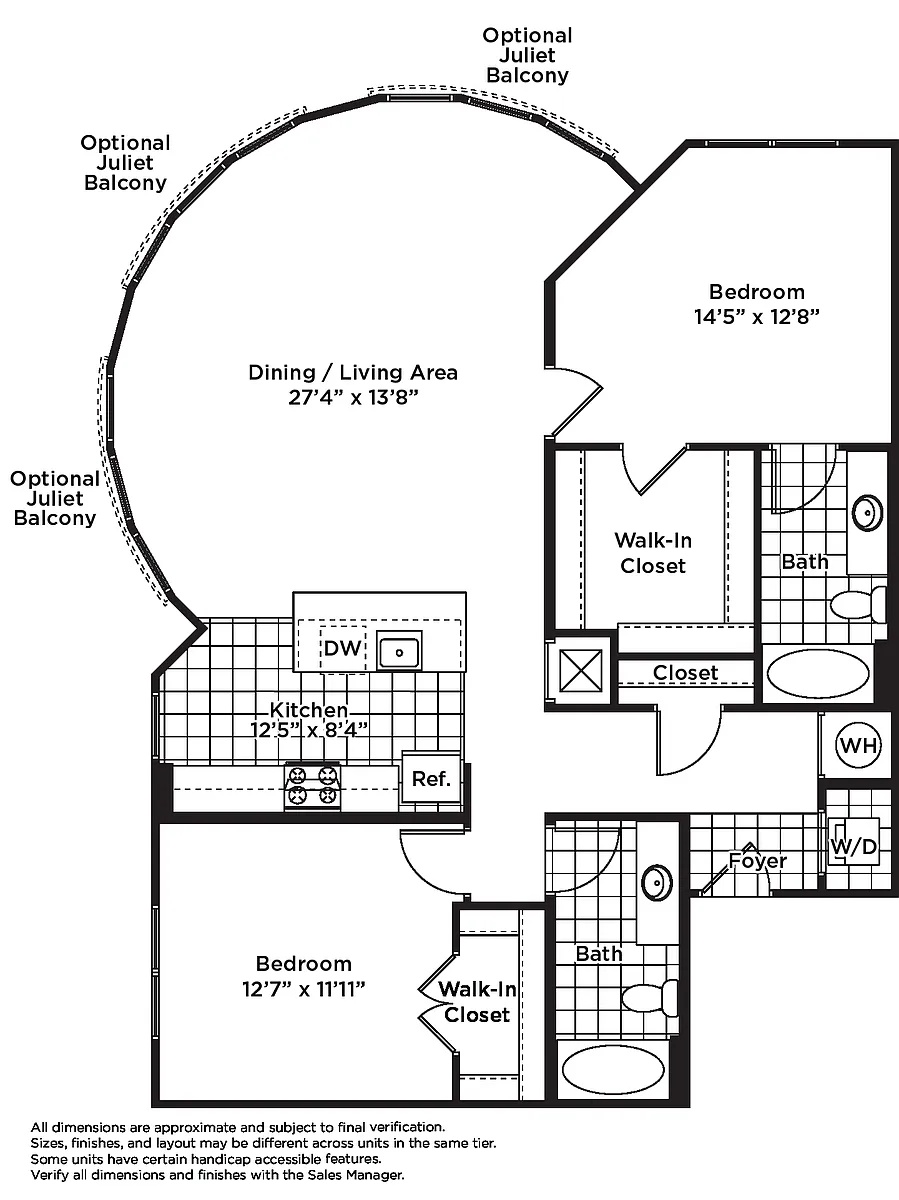 Floor plan 2 Bedroom 2 Bath - B21 Affordable 80%
