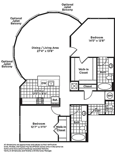 Floor plan 2 Bedroom 2 Bath - B21 Affordable 80%