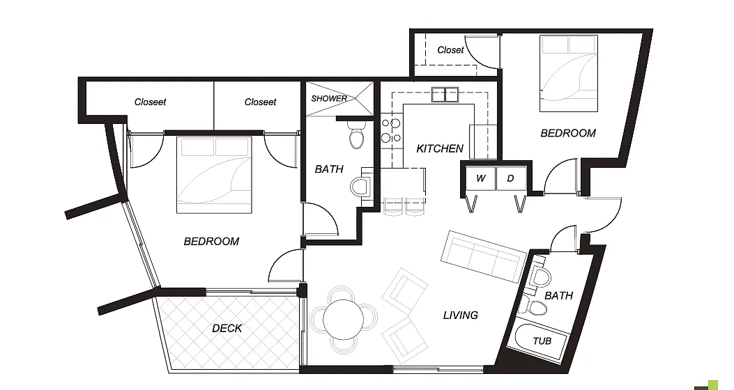 Floor plan Two Bed Two Bath