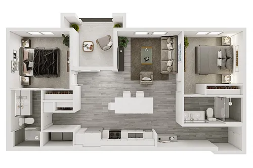 Floor plan 2 Bedroom + 2 Bath