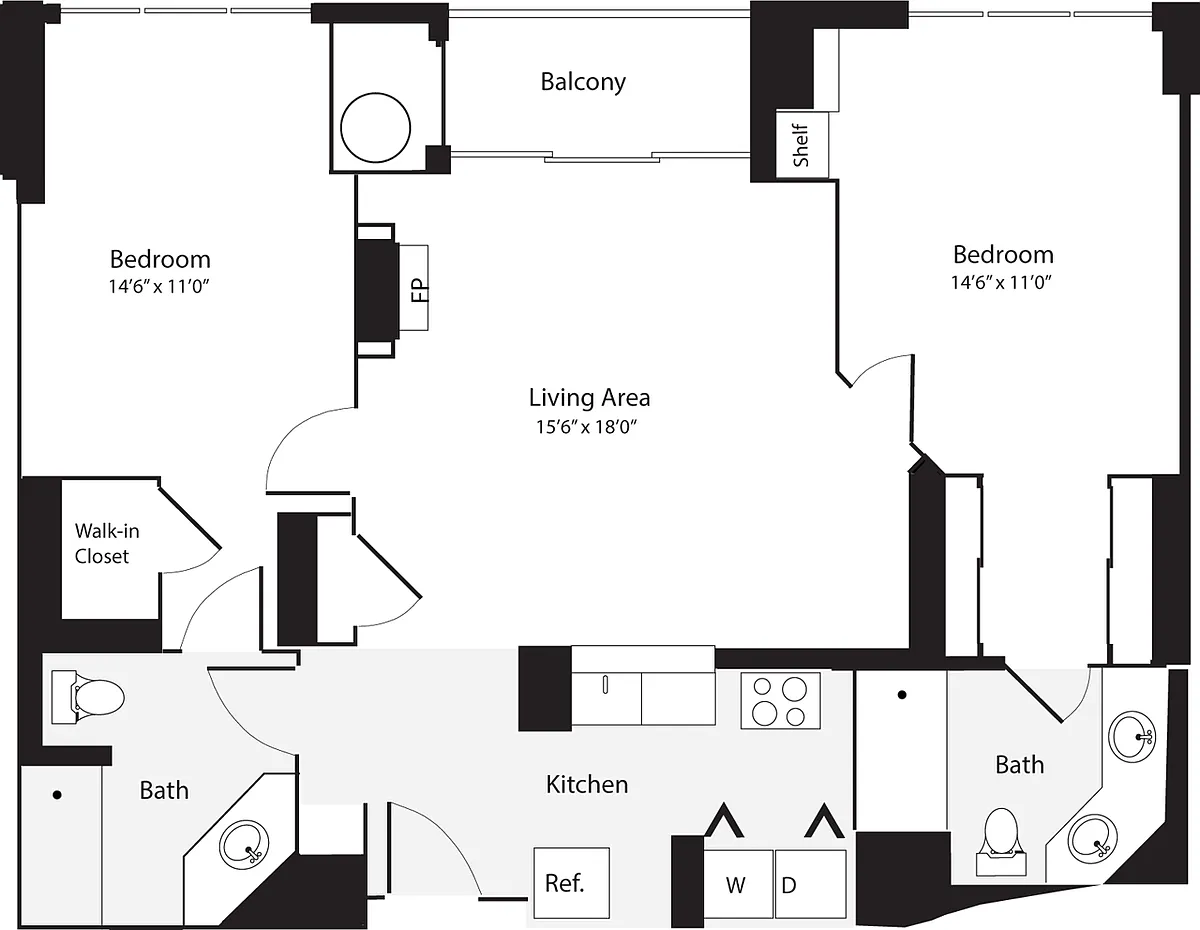 Floor plan 2 Bedrooms A