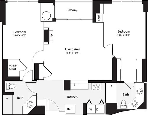 Floor plan 2 Bedrooms A
