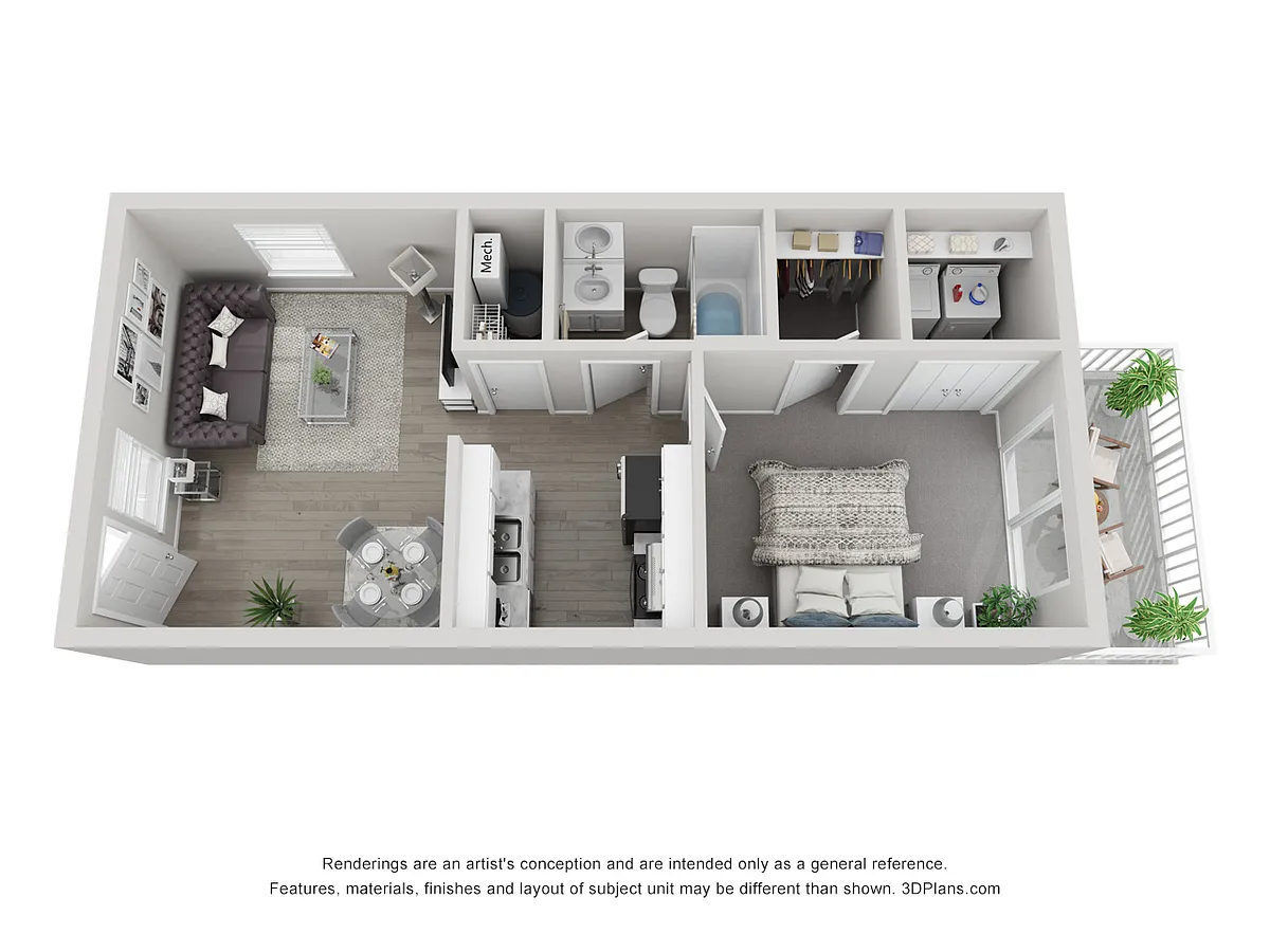 Floor plan 1 x 1 Upgraded