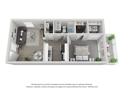Floor plan 1 bed 1 bath Classic LG