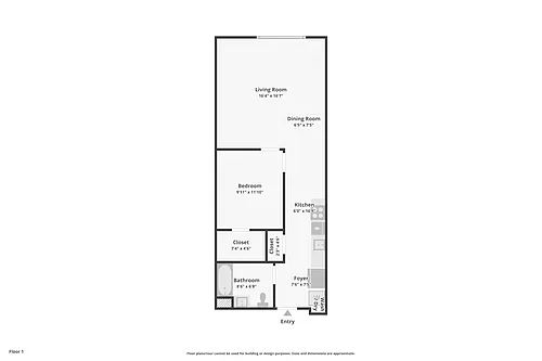 Floor plan 1 Bed 1 Bath with Den