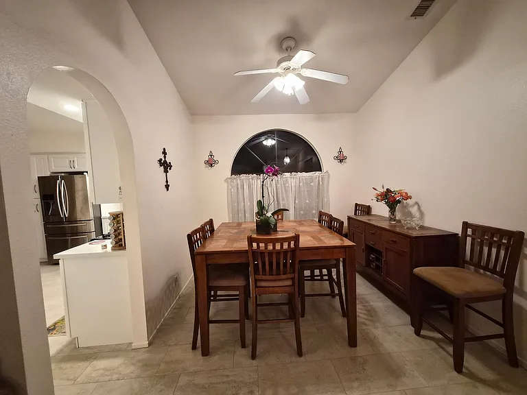 dining room. Tile floor