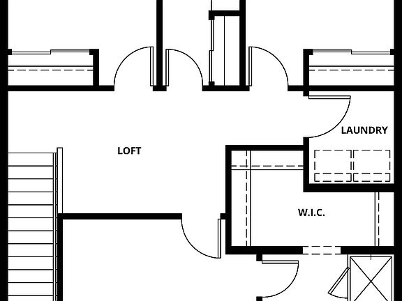 The second floor of the Afton has all the bedrooms and a loft.