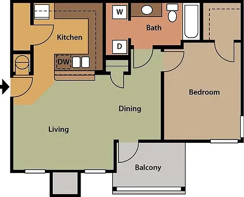 Floor plan 1 Bedroom Balcony