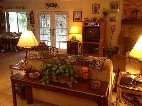 Living area with double doors to patio